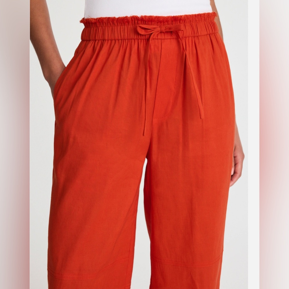 Madewell linen blend rustic flame Raw-Edge Drawstring Pants size XS brand new